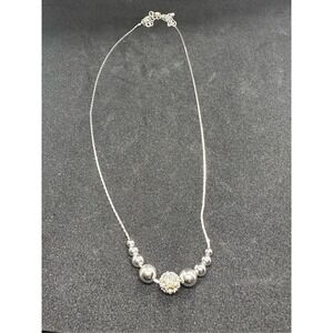 Beautiful Vintage Silver with silver Beads NECKLACE Good Condition